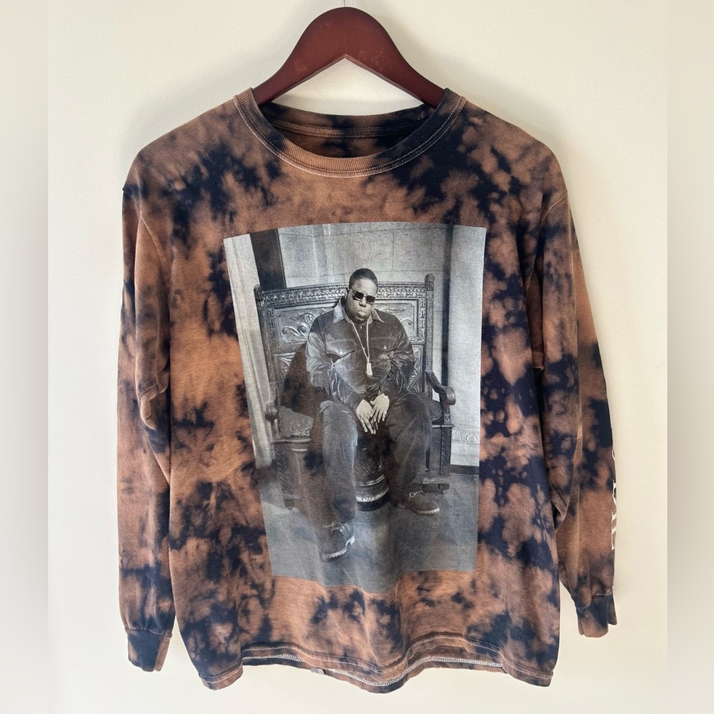 Notorious B.I.G Black and Brown Tie Dye Long Sleeve Tee